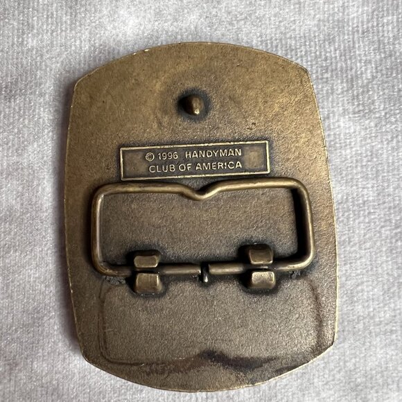 Handyman Club Of America Life Member Belt Buckle 1996 VTG Brass Hammer Logo Gift - Picture 3 of 5